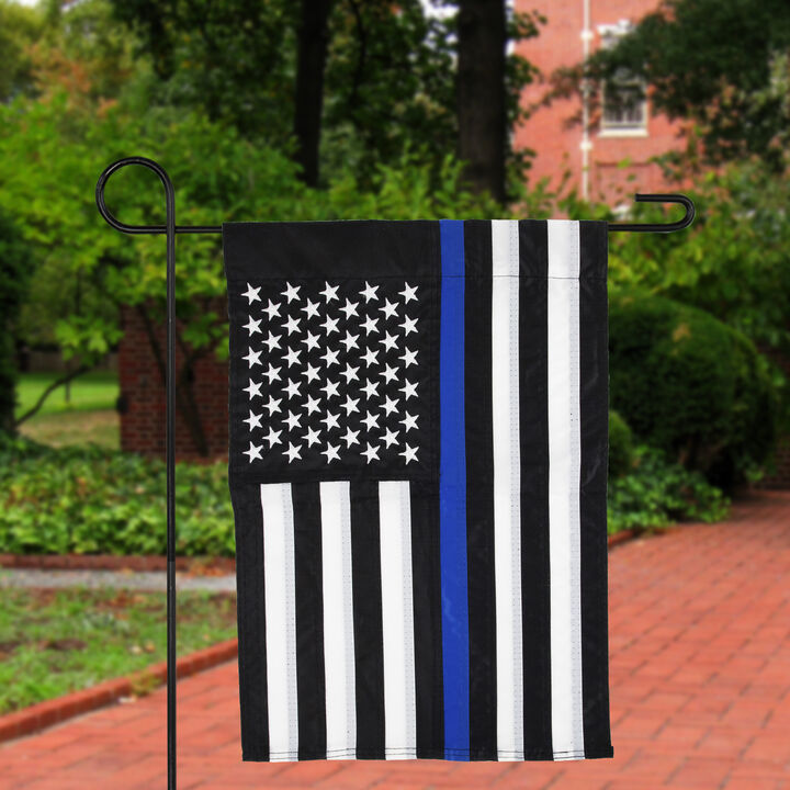 Law Enforcement Blue Line Embroidered Patriotic Outdoor Garden Flag 18" x 12.5"