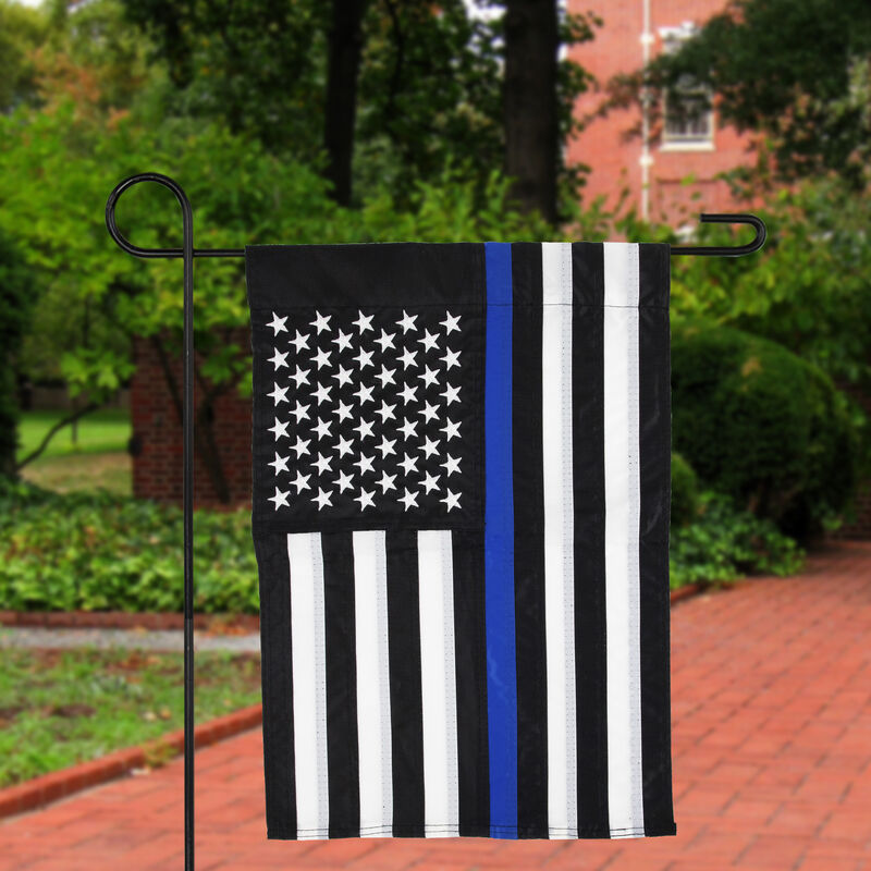 Law Enforcement Blue Line Embroidered Patriotic Outdoor Garden Flag 18" x 12.5"