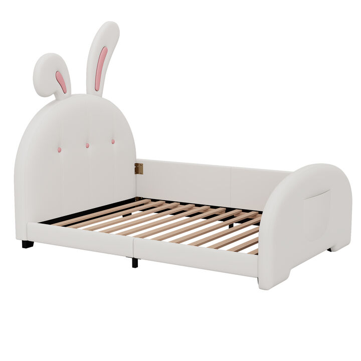 Merax PU Leather Platform Bed for Kids Childern