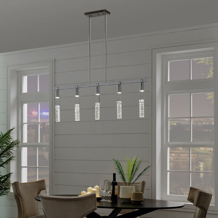 Harmony Chandelier Matte Black Metal and Acrylic 5 LED Lights Dimmable