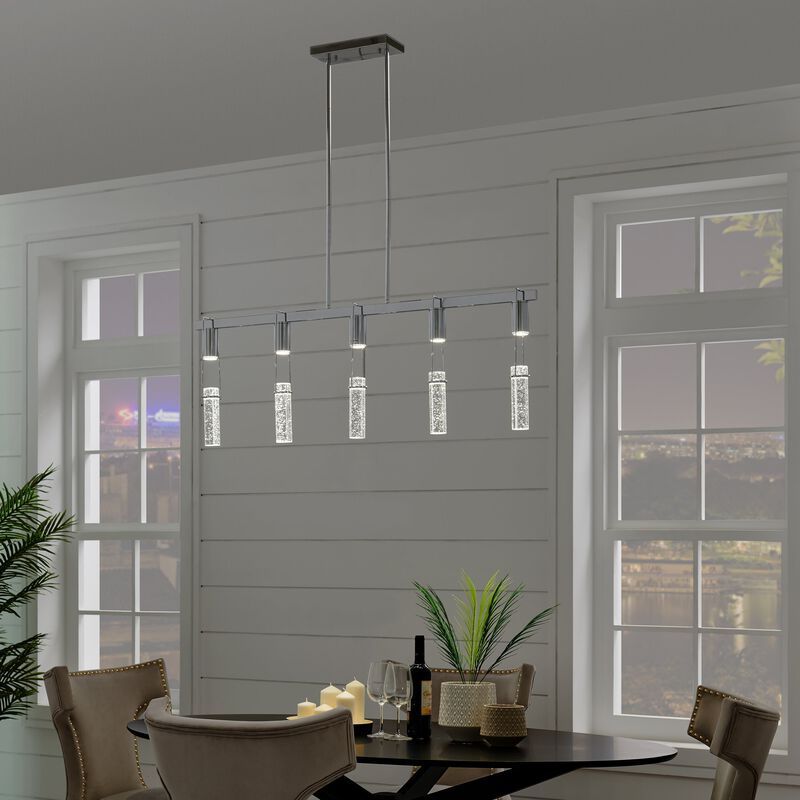 Harmony Chandelier Matte Black Metal and Acrylic 5 LED Lights Dimmable