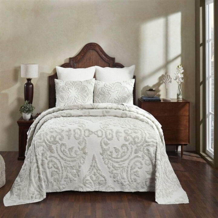 Soft Chenille 3-Piece Bedspread Set – Lightweight 100% Cotton Coverlet with Shams