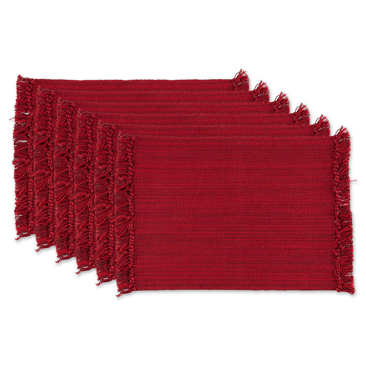 Set of 6 Variegated Redwood Fringe Placemat  19"