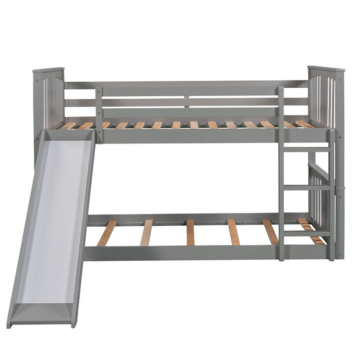 Merax Twin Over Twin Bunk Bed with Slide and Ladder