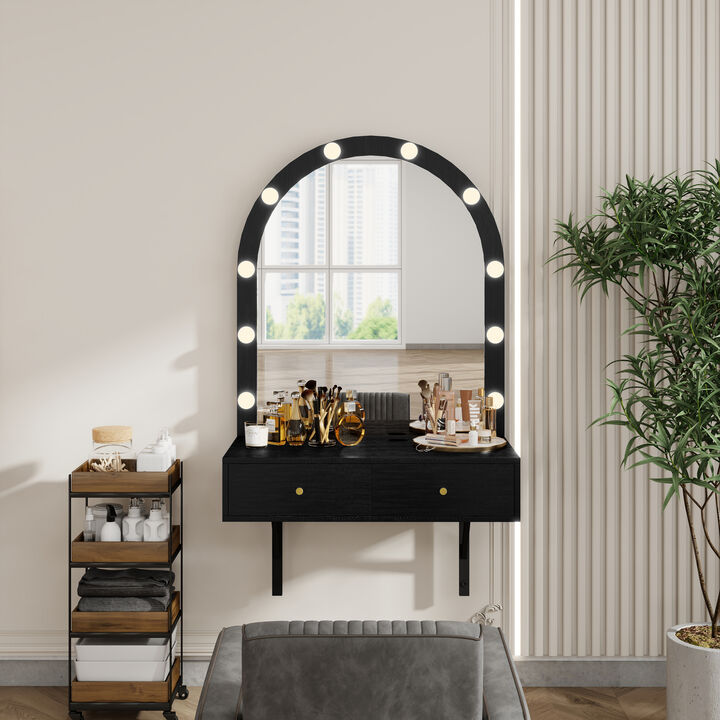 Merax Floating Makeup Vanity Desk with Mirror