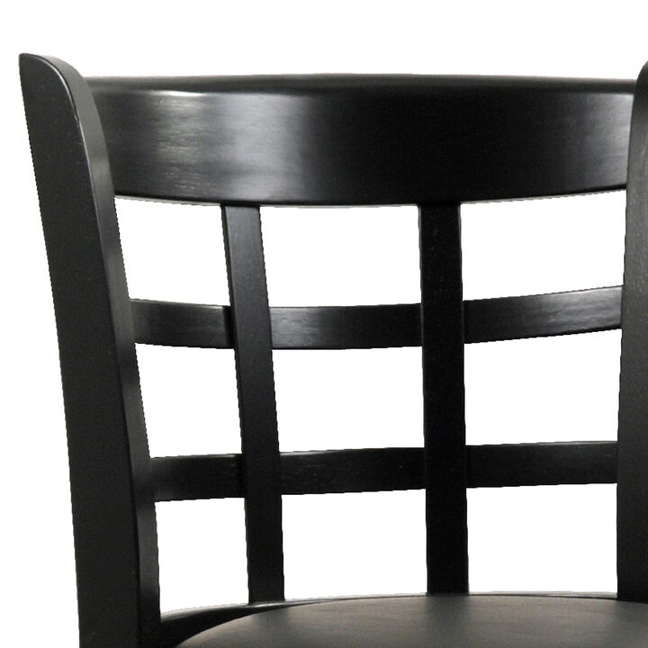 Sabi 24 inch Swivel Counter Stool, Solid Wood, Faux Leather, Brown, Black-Benzara