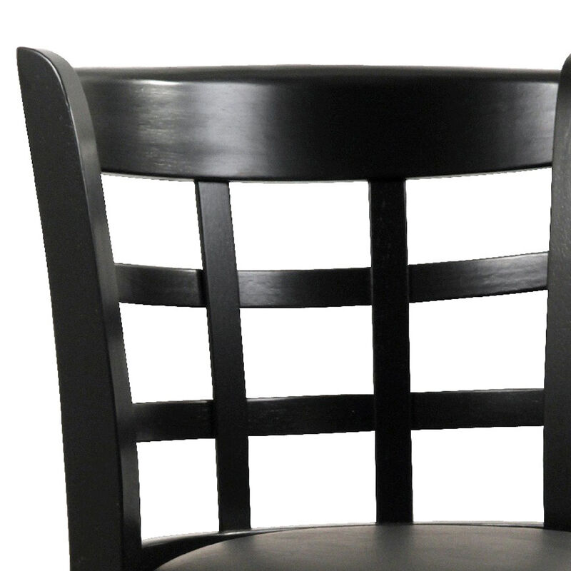 Sabi 24 inch Swivel Counter Stool, Solid Wood, Faux Leather, Brown, Black-Benzara