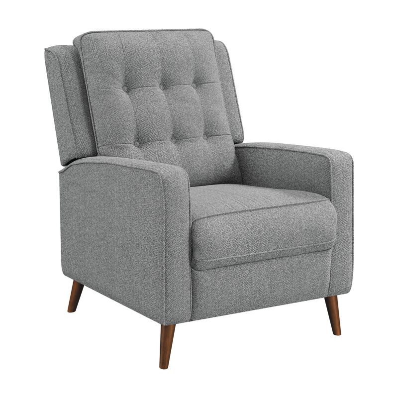 31 Inch Modern Manual Recliner Chair with Padded Button Tufted Back, Gray-Benzara