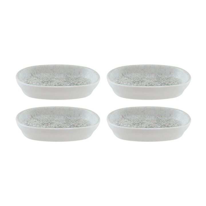 Luna Ocean 4" x 2.5" x h:0.75" Oval Decorated Porcelain Platter (Set of 4)