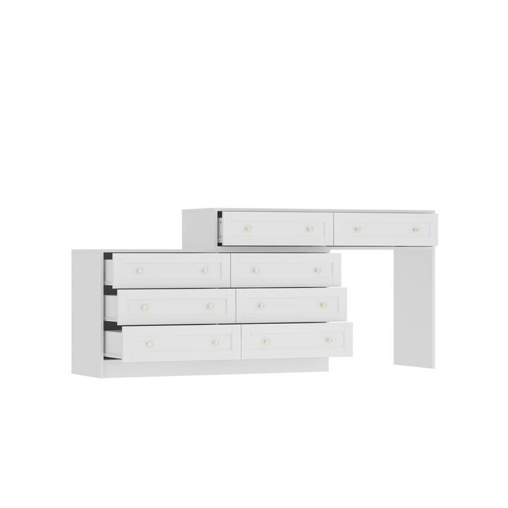 FUFU&GAGA White 8-Drawer Standard Dresser,(47.2" W x 15.7" D x 31.5" H), White