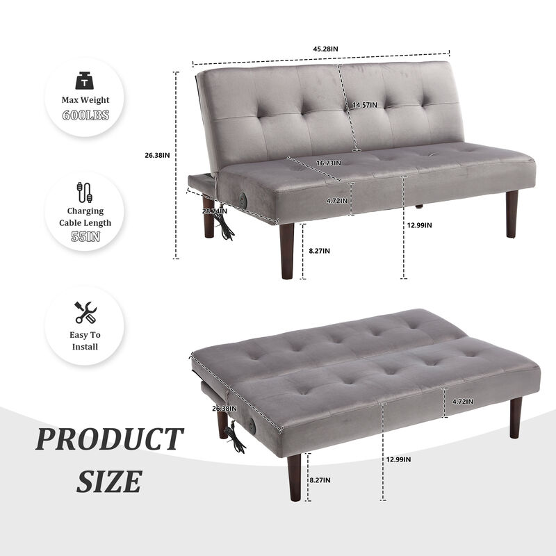 Merax Flannel Fabric Foldable Sofa Recliner Futon