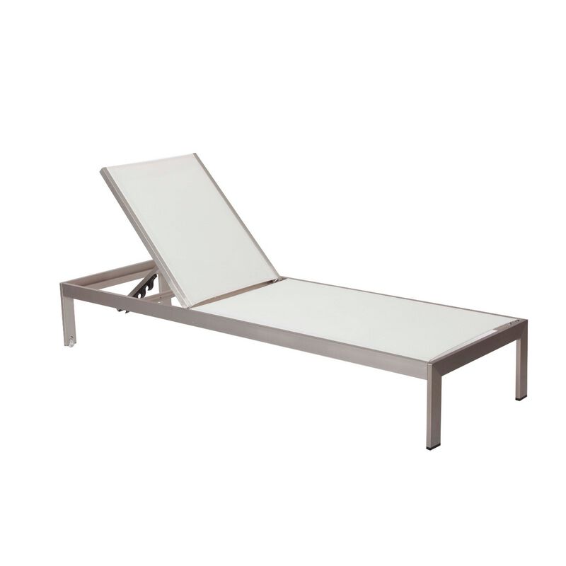 Anodized Aluminum Modern Patio Lounger In White - Benzara