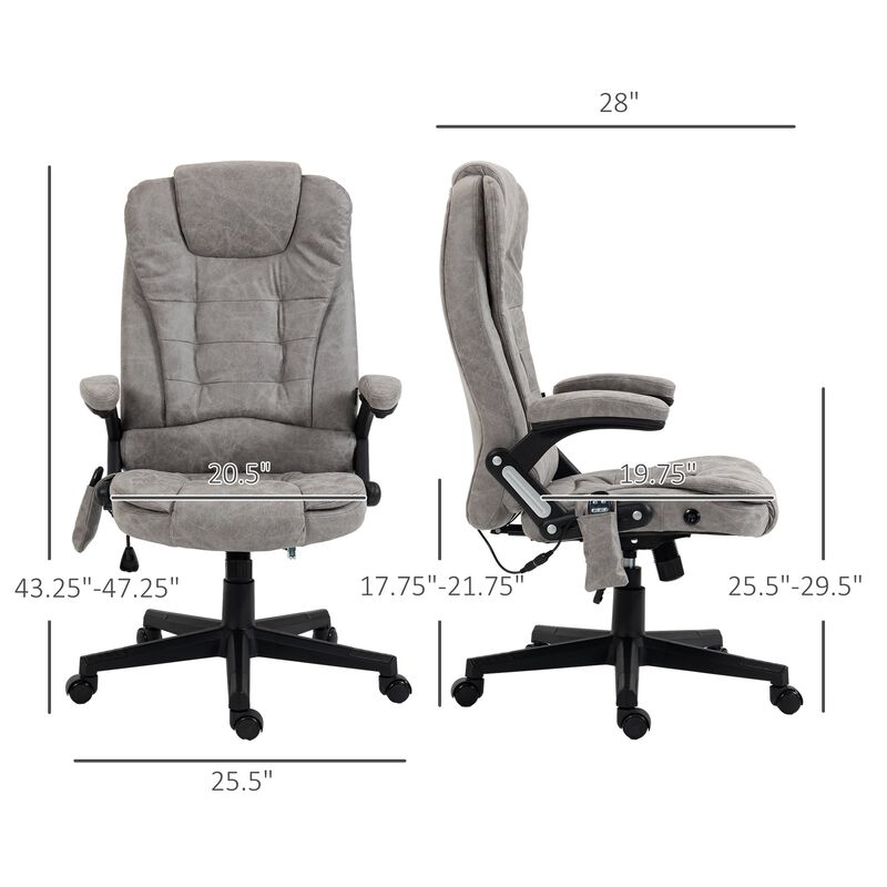 Gray Heated Vibrating Office Chair: Linen, High Back