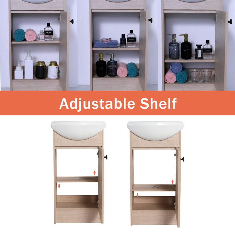 Gewnee 18 Inch Bathroom Vanity With Sink Natural