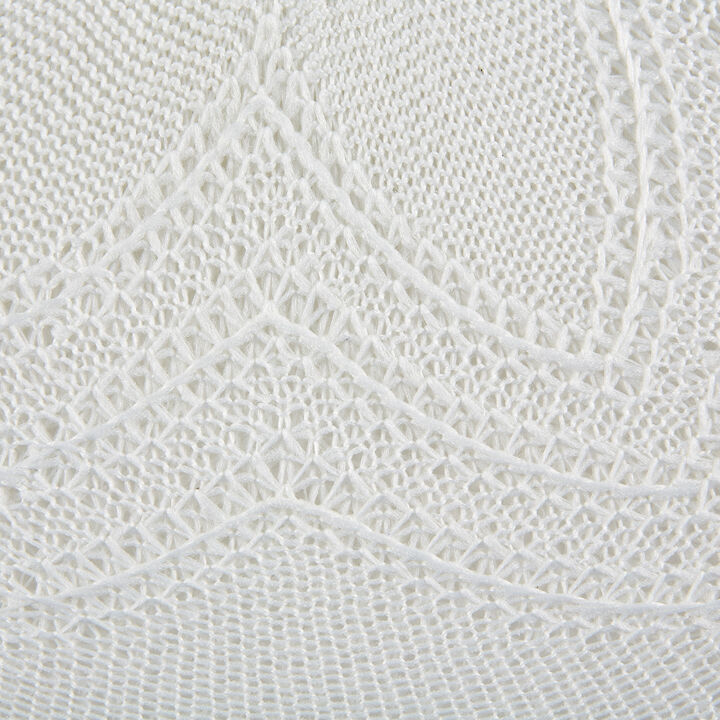 Set of 6 White Floral Woven Round Placemat 15"