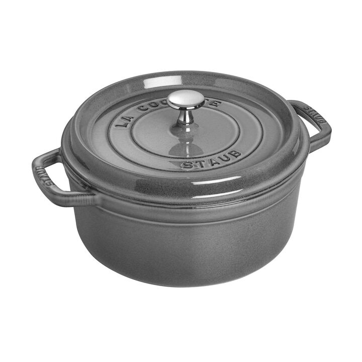 Staub Cast Iron Round Cocotte, Dutch Oven, 4-quart, serves 3-4, Made in France, White Staub Cast Iron Round Cocotte, Dutch Oven, 4-quart, serves 3-4, Made in France, White