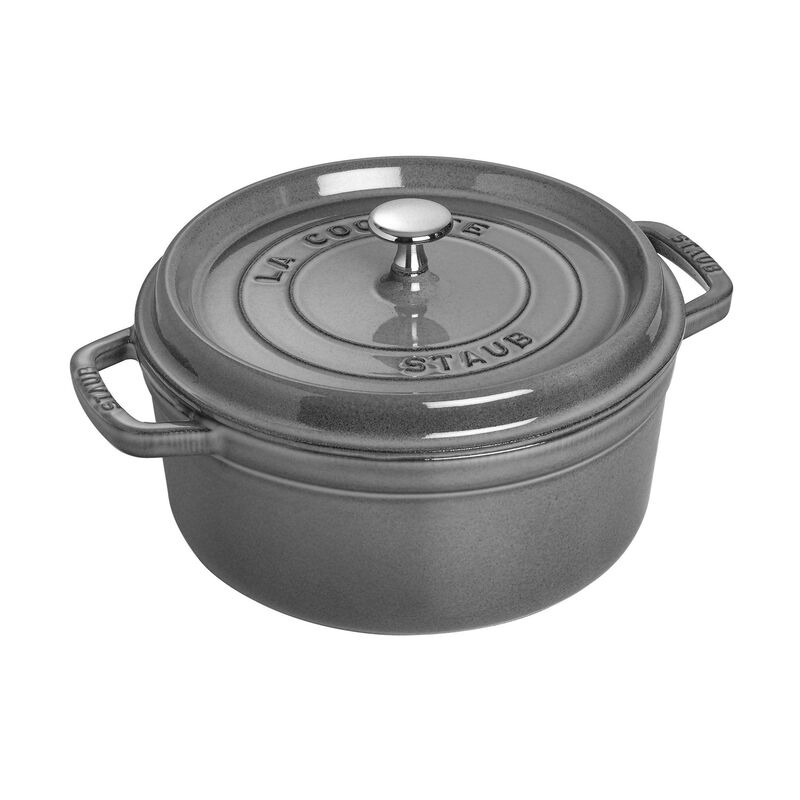 Staub Cast Iron Round Cocotte, Dutch Oven, 4-quart, serves 3-4, Made in France, White