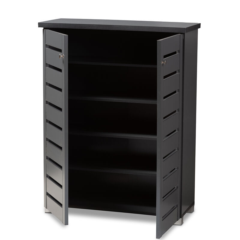 Baxton Studio Adalwin Modern Dark Gray 2 Door Wooden Entryway Shoe Storage Cabinet