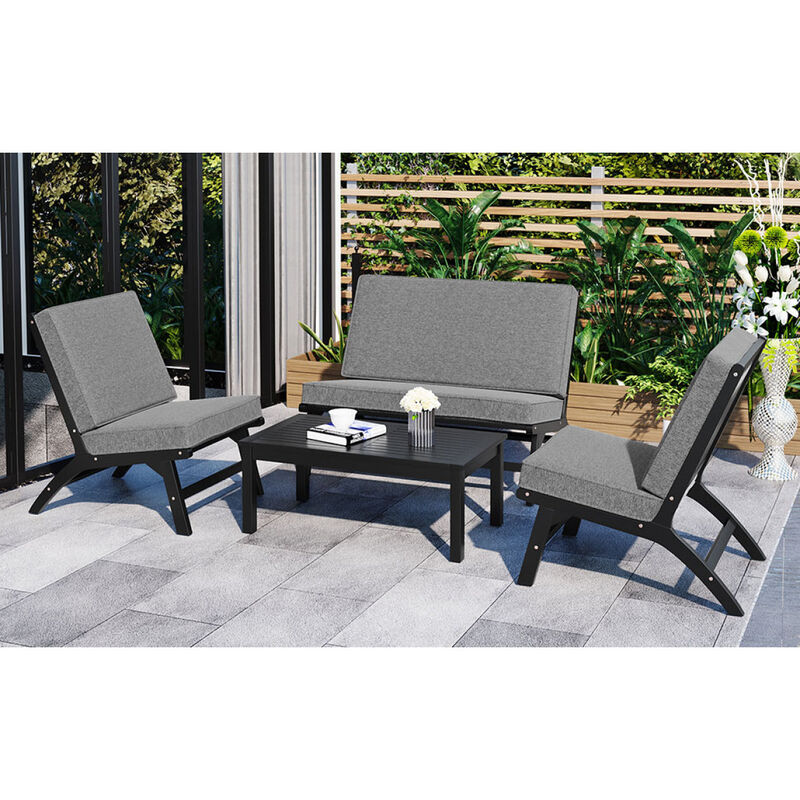 Acacia Wood Outdoor Sofa Set with V-Shaped Seats
