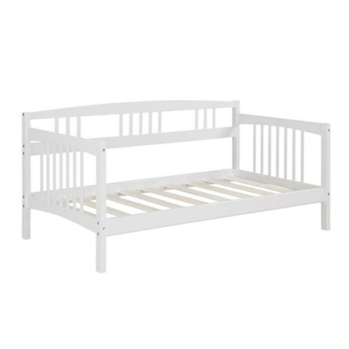 Hivvago Twin size Traditional Pine Wood Day Bed Frame in White Finish
