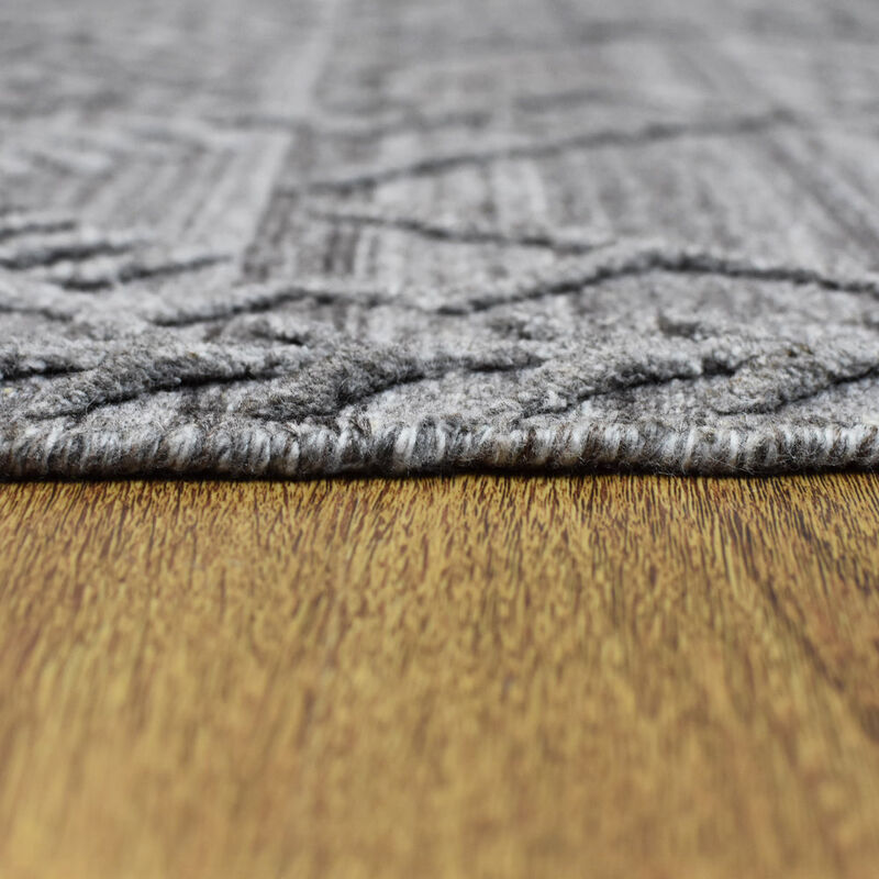RUGSOTIC CARPETS HAND WOVEN FLAT WEAVE KILIM POLYESTER ECO-FRIENDLY AREA RUGS  - 3'x5', Rectangle Shape, Dark Gray Color, Geometric Modern Design, Low Pile  Handmade Area Rugs (DP0006)