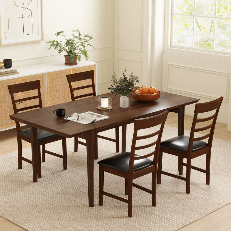 Wooden Dining Chair with Rubber Wood Frame Set of 2