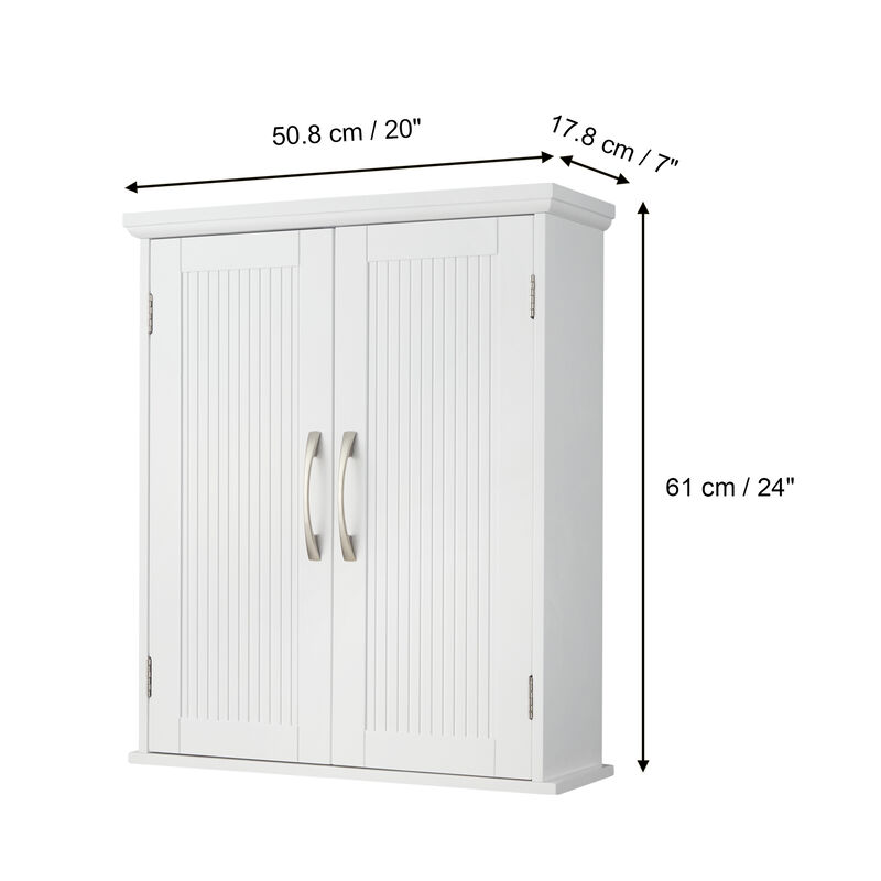 Teamson Home Newport Contemporary Removable Wooden Wall Cabinet- White
