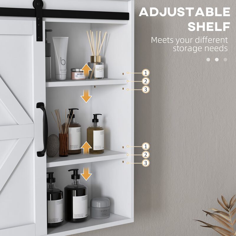 White Wall-Mount Medicine Cabinet: Space-Saving, Sliding Door