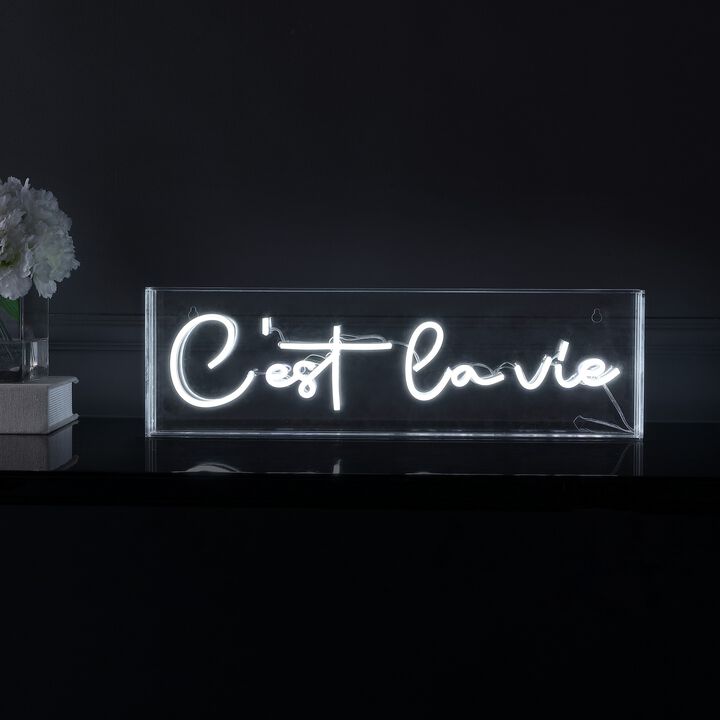 C'est La Vie 20" X 6" Contemporary Glam Acrylic Box USB Operated LED Neon Light