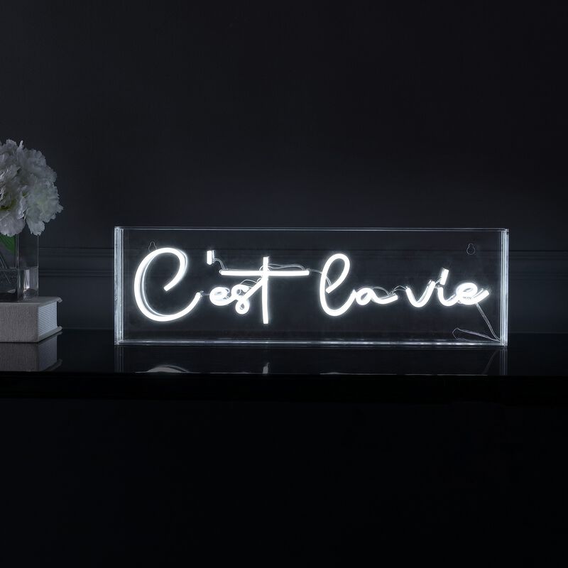 C'est La Vie 20" X 6" Contemporary Glam Acrylic Box USB Operated LED Neon Light