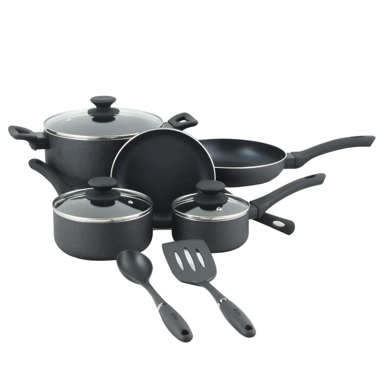 Oster Ashford 10 Piece Aluminum Nonstick Cookware Set in Black
