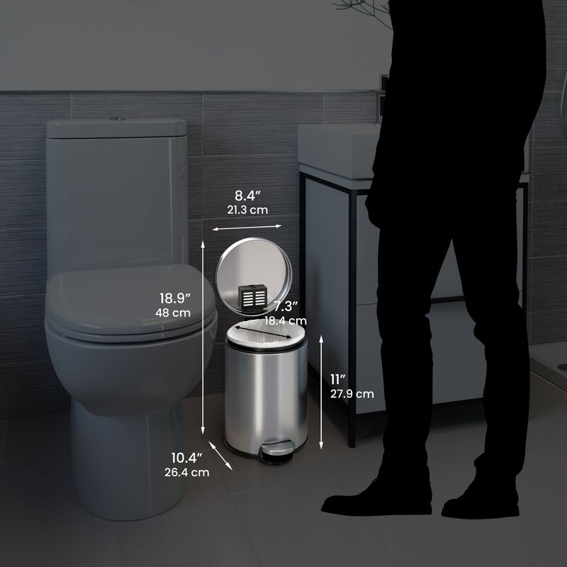 iTouchless 1.3 Gallon / 4.9 Liter SoftStep Round Step Pedal Trash Can