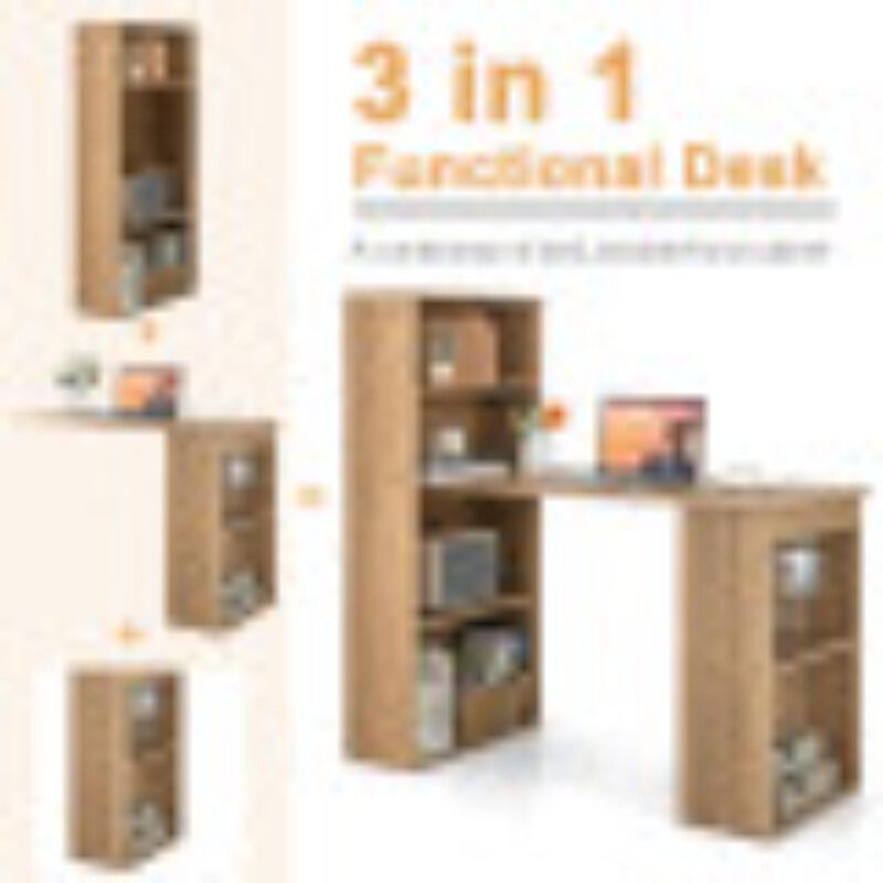 Hivvago Computer Desk Writing Workstation Office with 6-Tier Storage Shelves