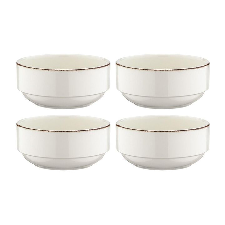 Retro dia.5.5" h:2.5" 17 oz. Round Decorated Porcelain Bowl (Set of 4)