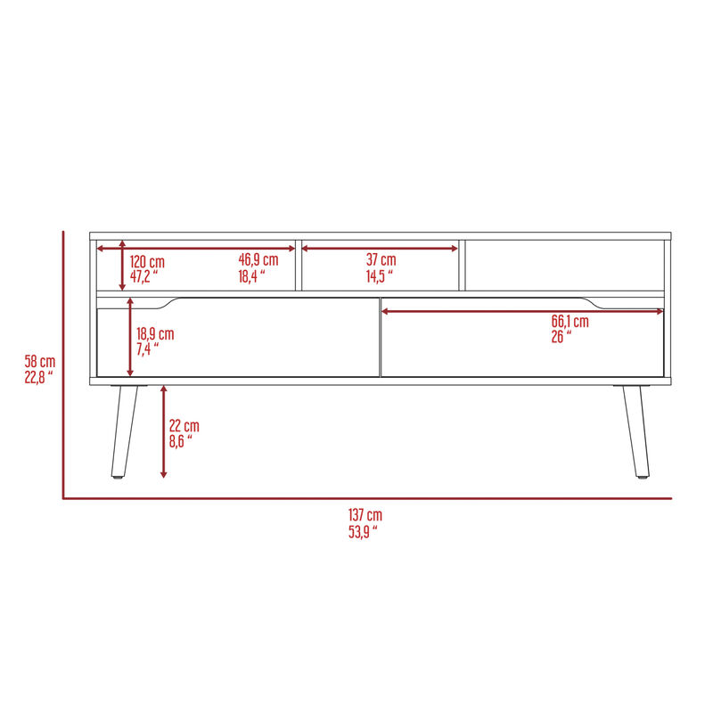 New Haven 2-Drawer 3-Shelf TV Stand Dark Walnut