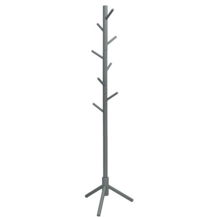 Adjustable Wooden Coat Rack with 8 Hooks for Entryway & Closet Organization