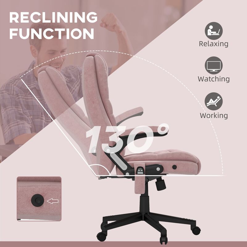Pink 6-Point Vibrating Massage Chair: Heated, High Back, Remote