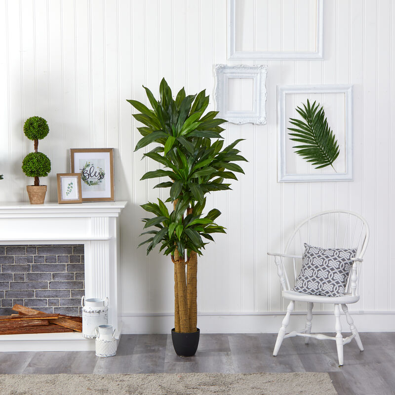 Hivvago 6' Corn Stalk Dracaena Artificial Plant (Real Touch)