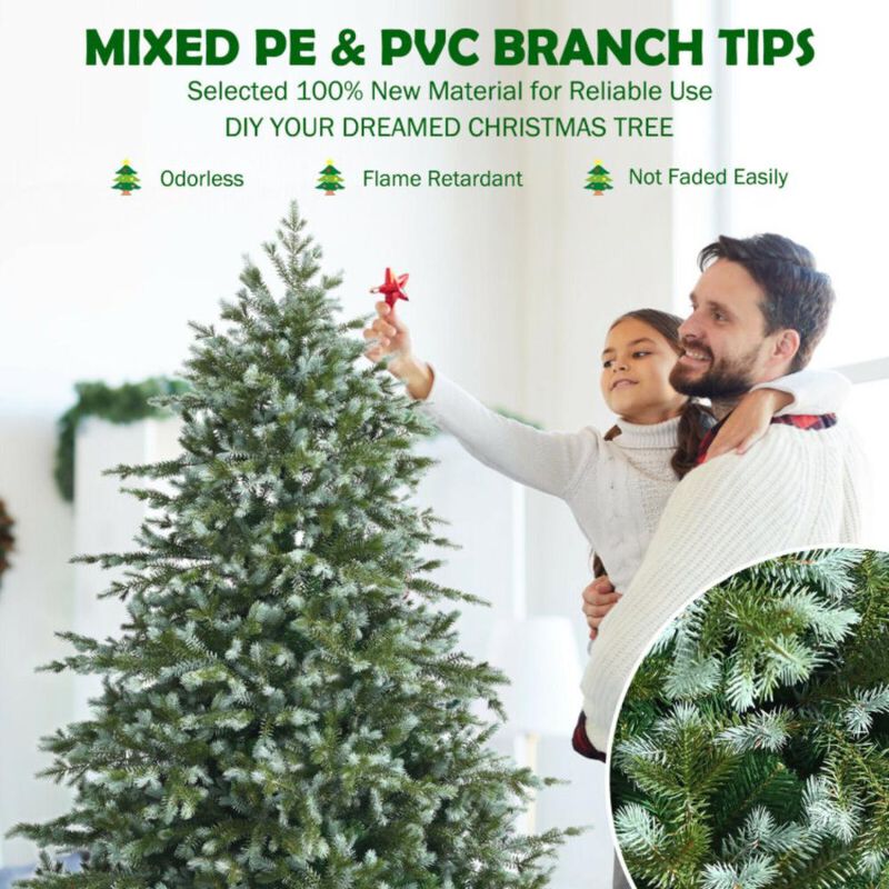 Hivvago 6 Feet Artificial Christmas Spruce Hinged Tree