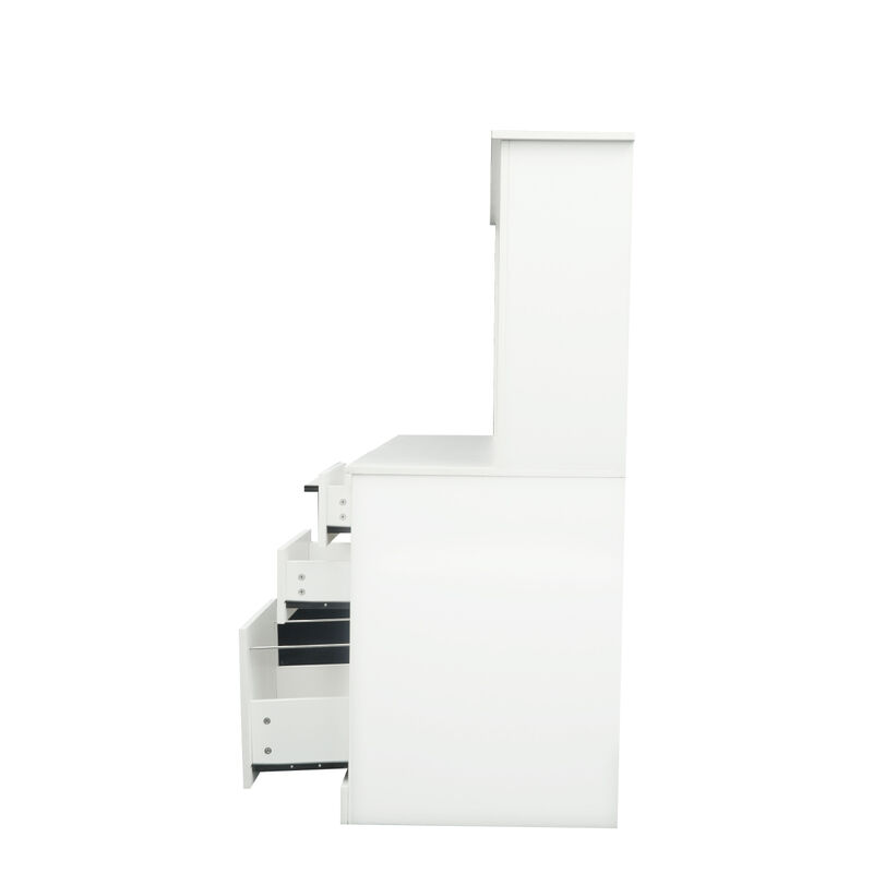 Home Office Computer Desk With Hutch, Antiqued Finish