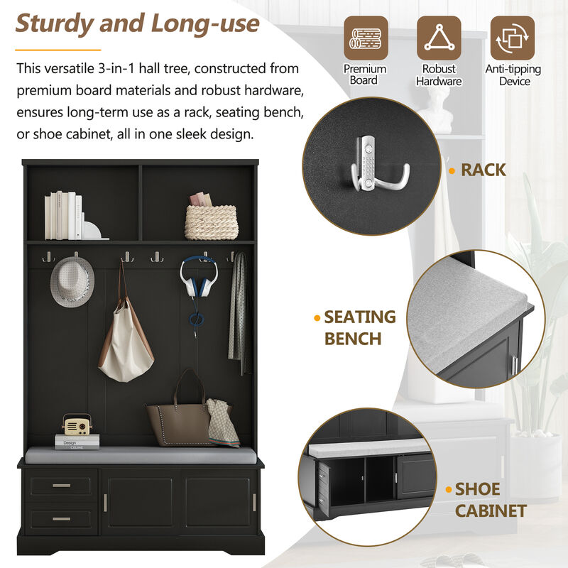 Merax Versatile Coat Rack Hall Tree with Sliding Doors