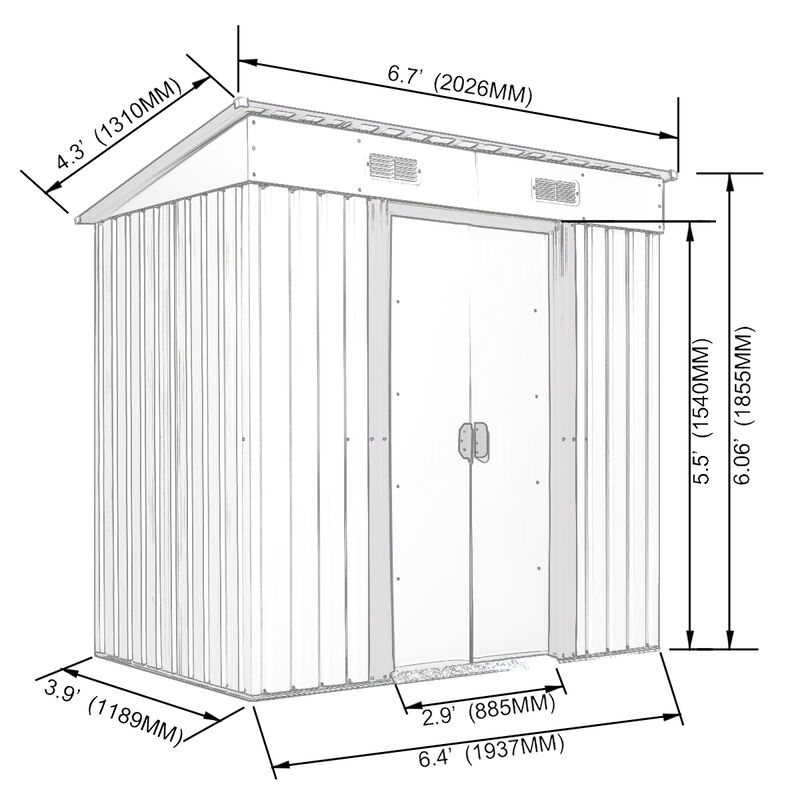 4 ft. x 6 ft. Metal Outdoor Garden Shed Storage Building