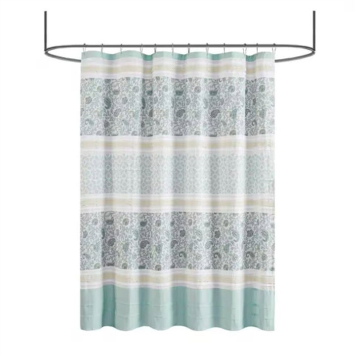 Decorative Paisley Shower Curtain – Soft Cotton Fabric with Elegant Floral-Inspired Design
