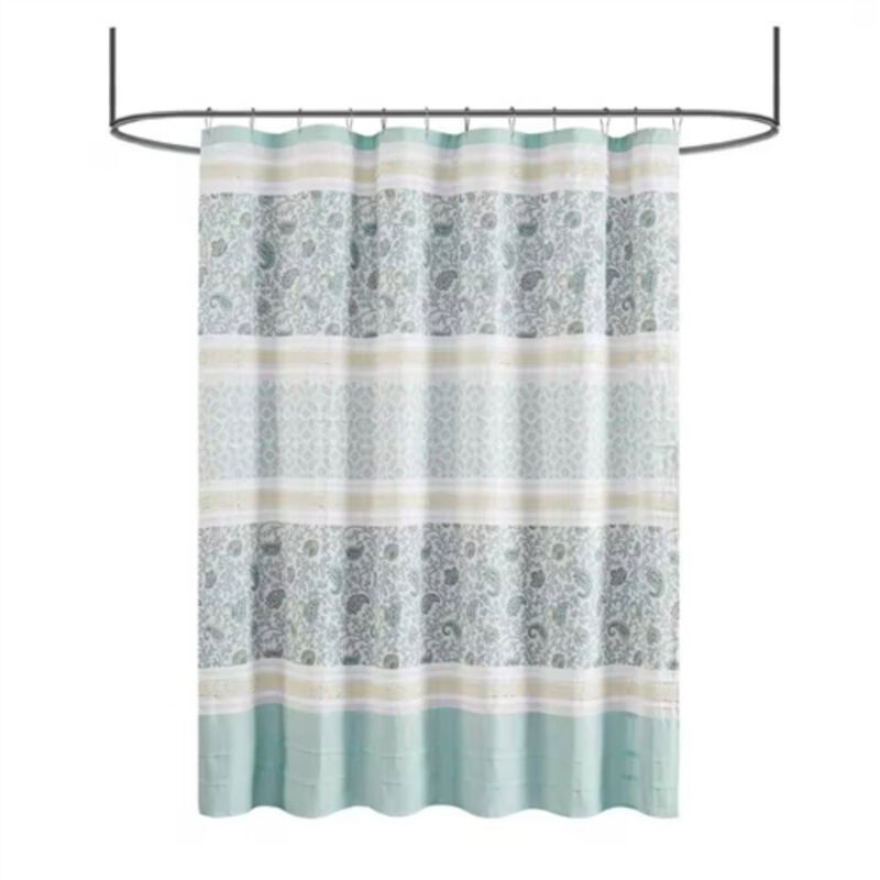 Decorative Paisley Shower Curtain – Soft Cotton Fabric with Elegant Floral-Inspired Design