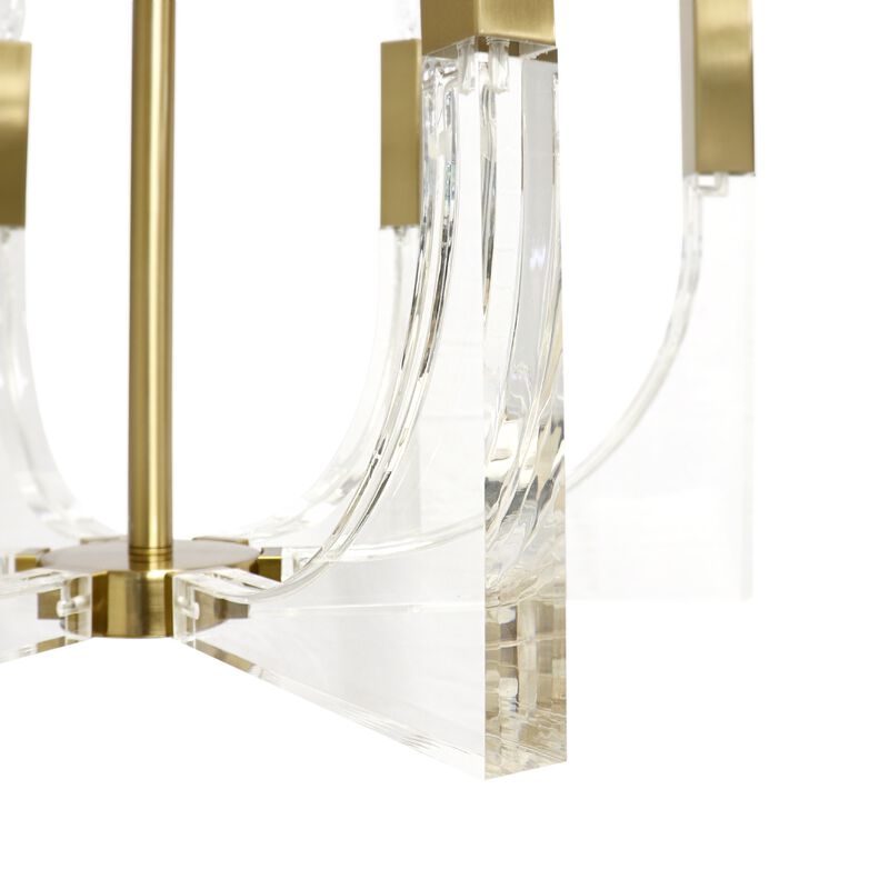 Pasargad Home Omeara Metal & Acrylic Chandelier Light, Clear Brass