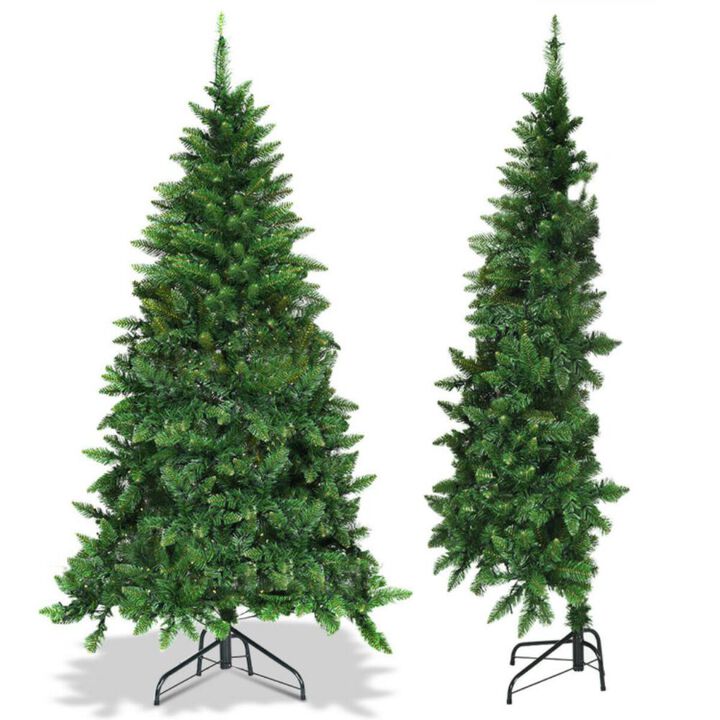 Hivvago Pre-Lit Artificial Half National Christmas Tree with 8 Flash Modes