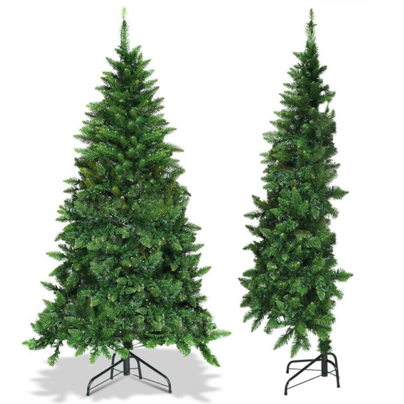 Hivvago Pre-Lit Artificial Half National Christmas Tree with 8 Flash Modes