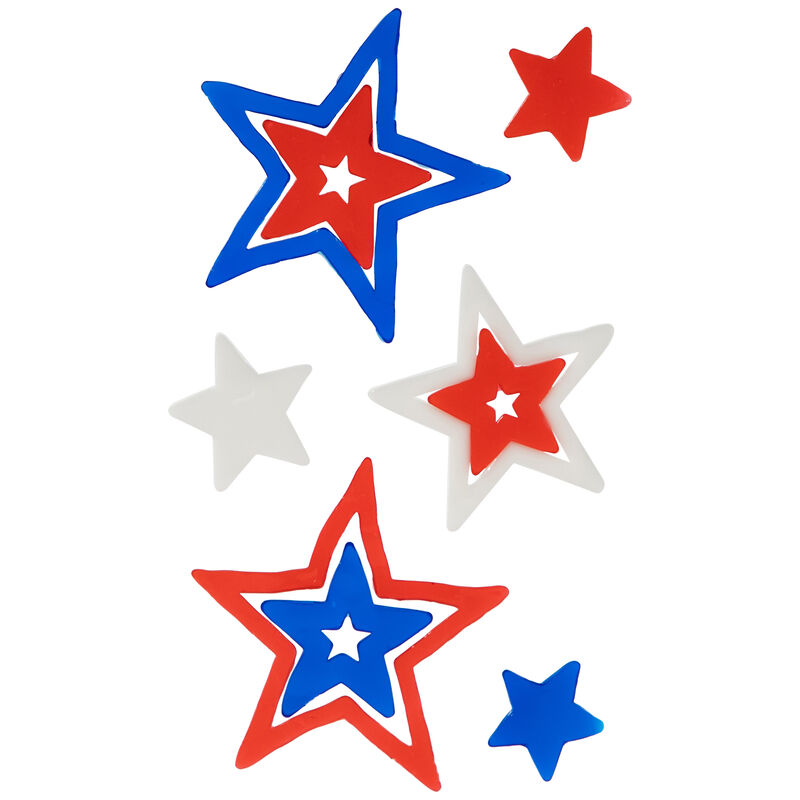 Set of 6 Double Sided Patriotic Celebration Gel Window Clings
