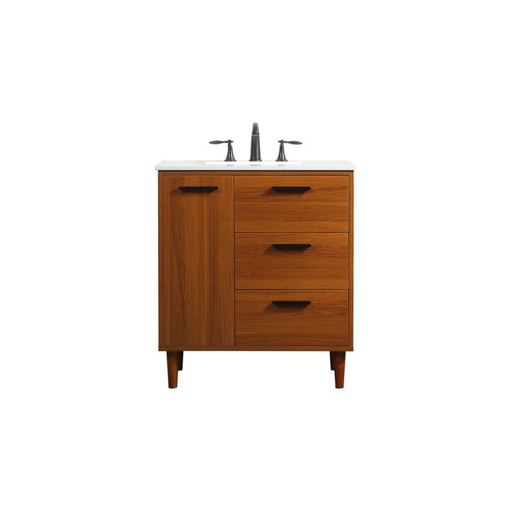 Elegant Kitchen and Bath 30 inch bathroom vanity in Teak