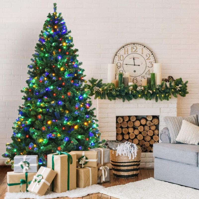 Hivvago 7.5 Feet Pre-Lit Artificial Spruce Christmas Tree with 550 Multicolor Lights for Festival